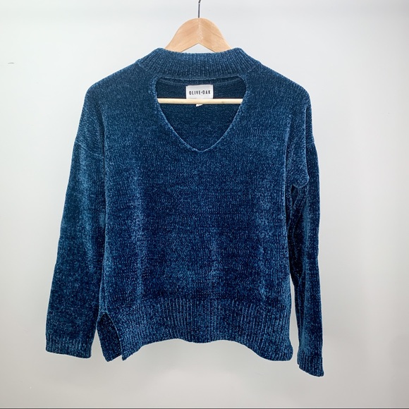 olive & oak // teal chenille cut-out sweater - Picture 2 of 3